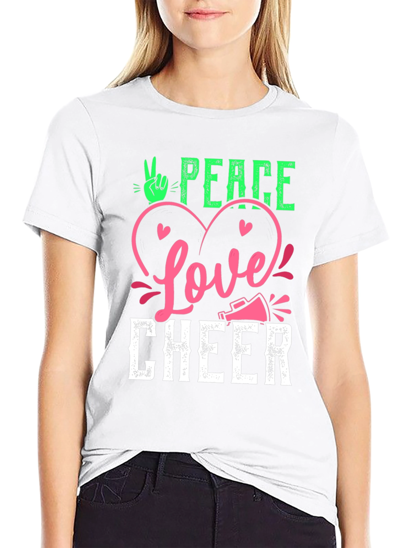 Peace Love Cheer Graphic T-Shirt