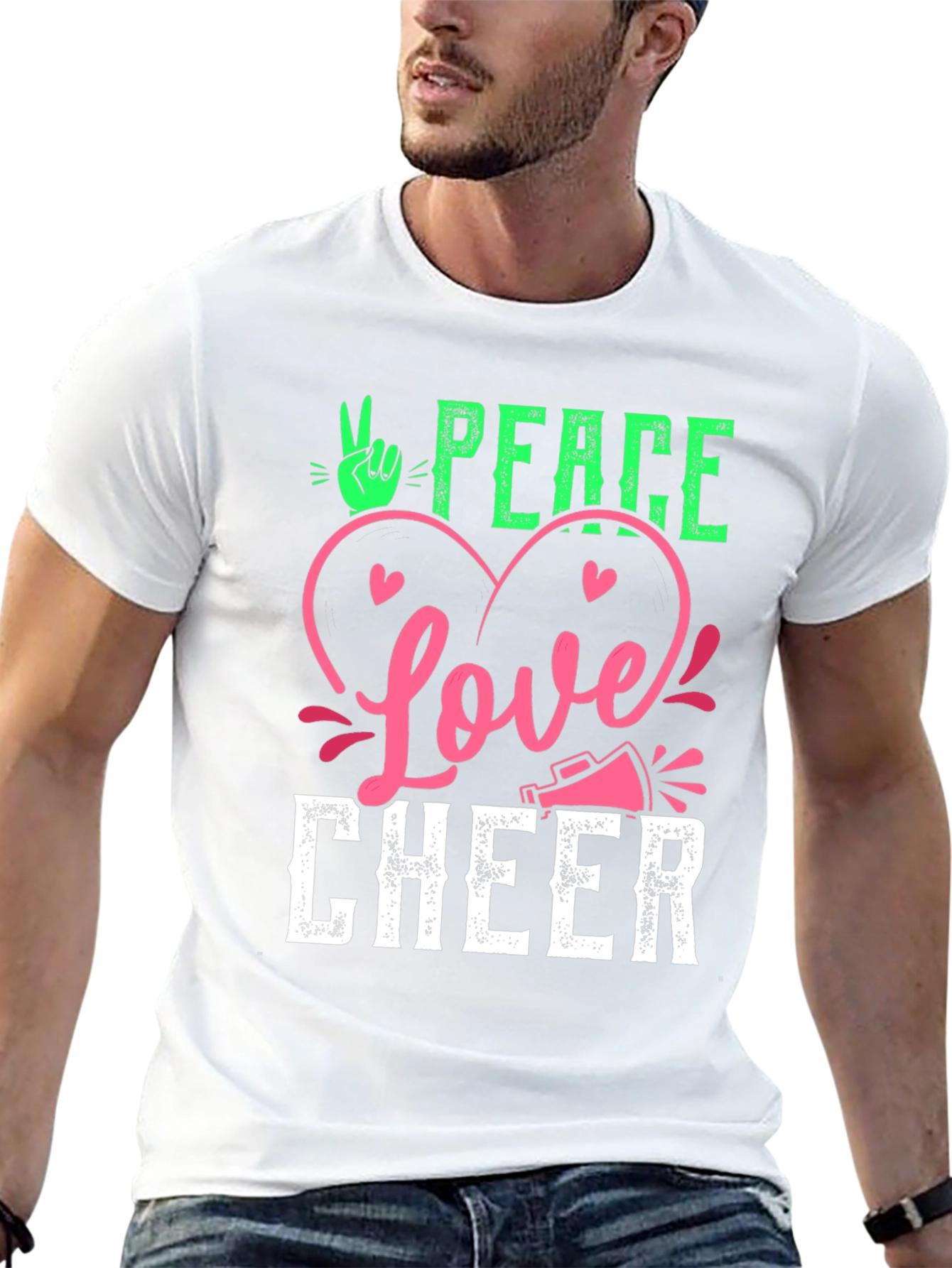 Peace Love Cheer Graphic T-Shirt