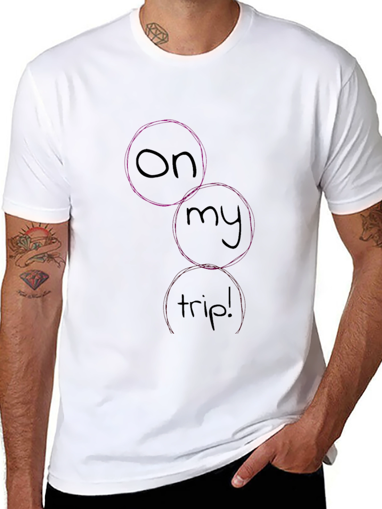 On My Trip Graphic Tee - Casual Black T-Shirt