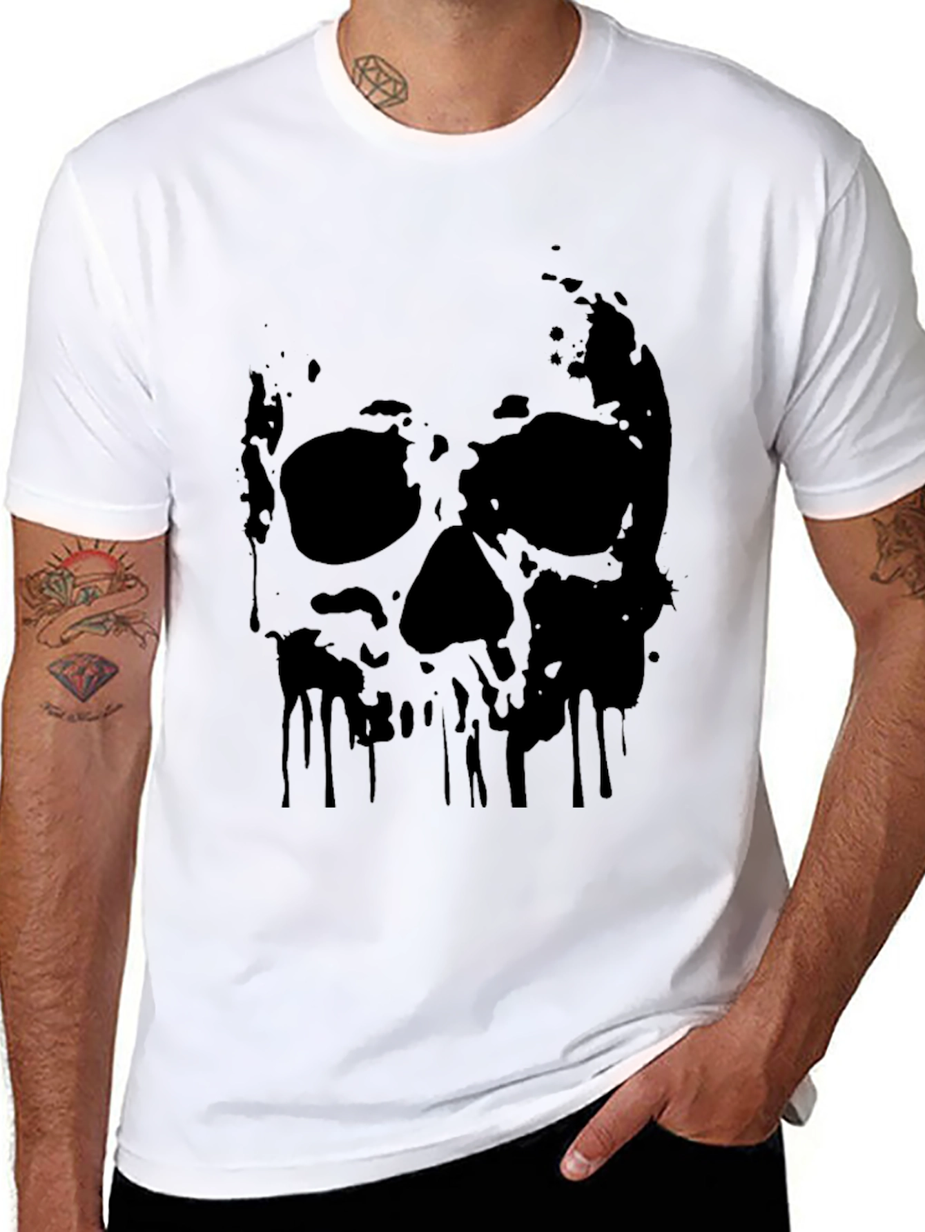 Mens Black Skull Graphic T-Shirt
