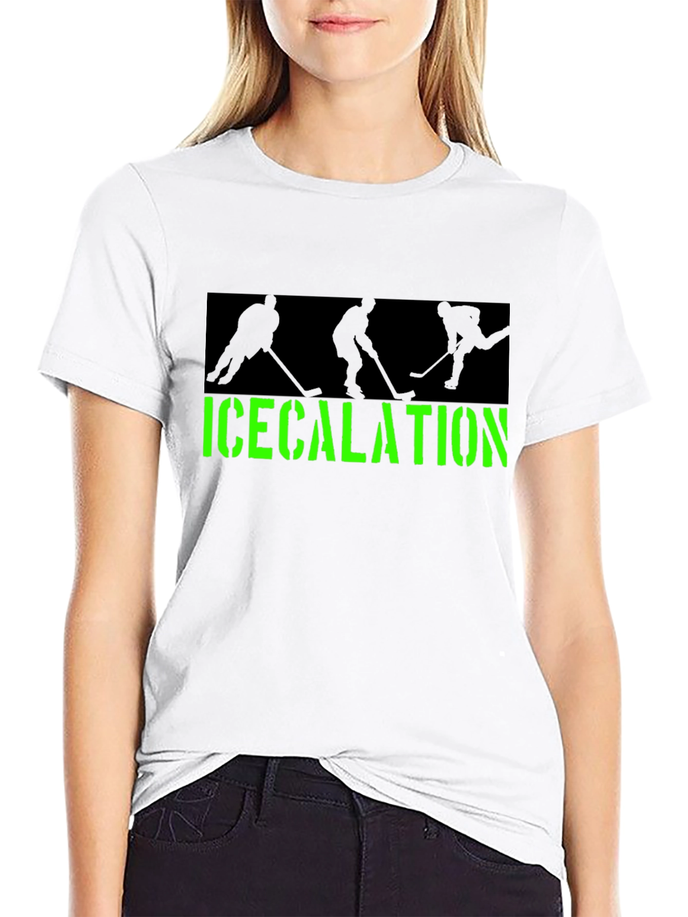 Icecalation Hockey Graphic T-Shirt - Black