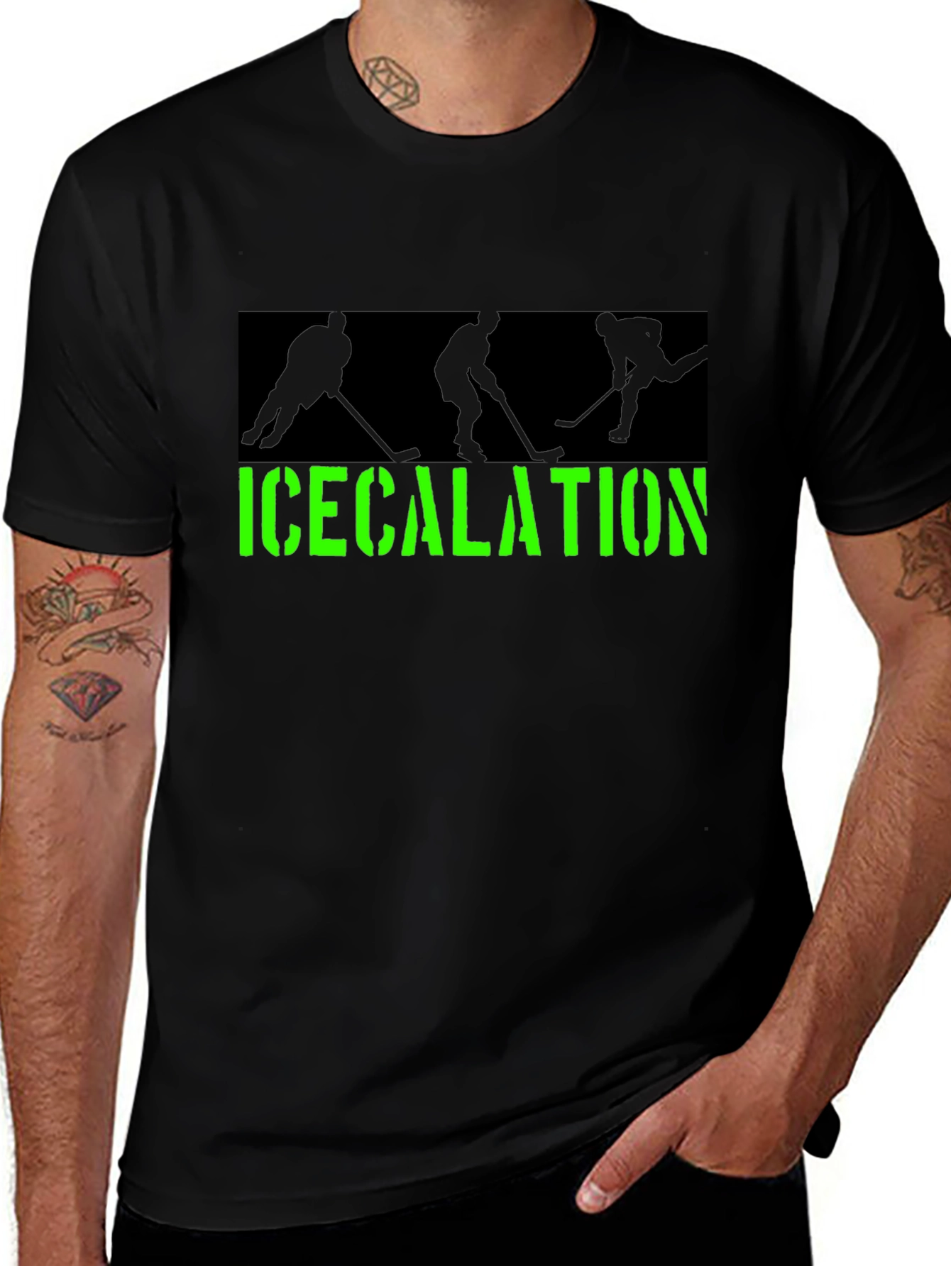 Icecalation Hockey Graphic T-Shirt - Black