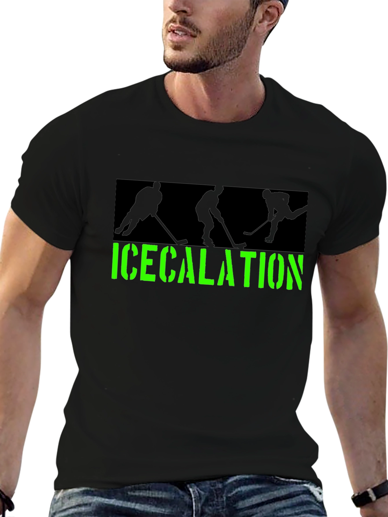 Icecalation Hockey Graphic T-Shirt - Black