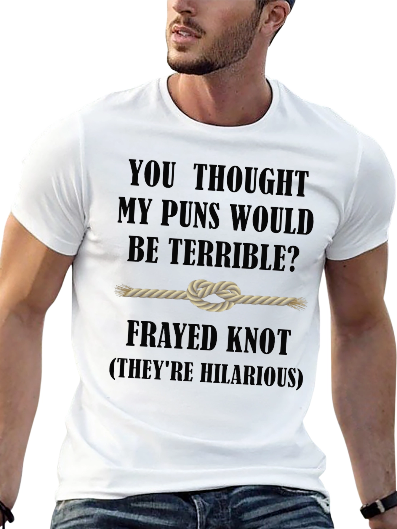 Punny Frayed Knot Graphic T-Shirt