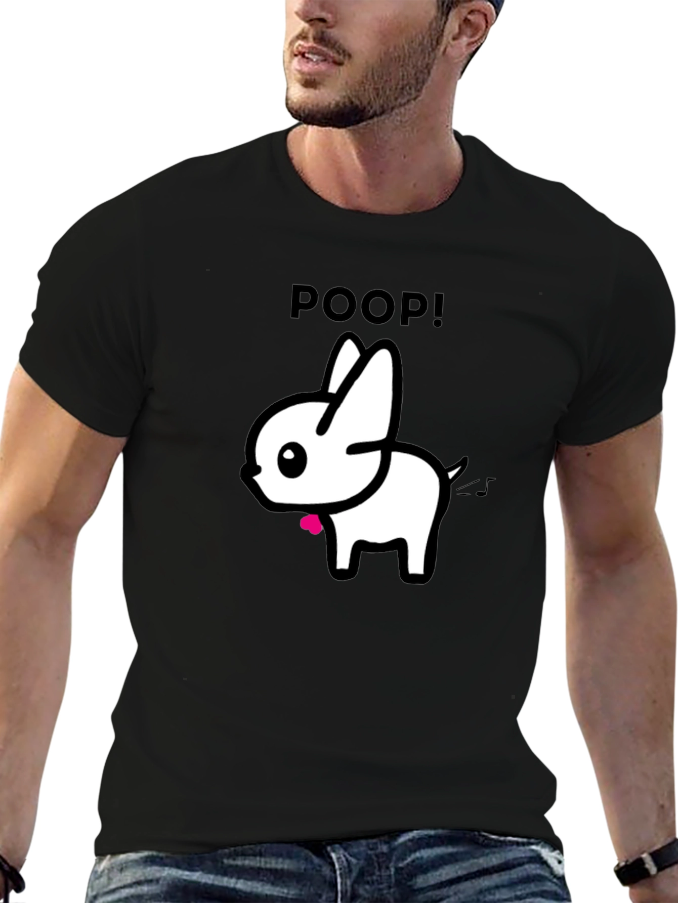 Funny Poop Dog Black Graphic T-Shirt