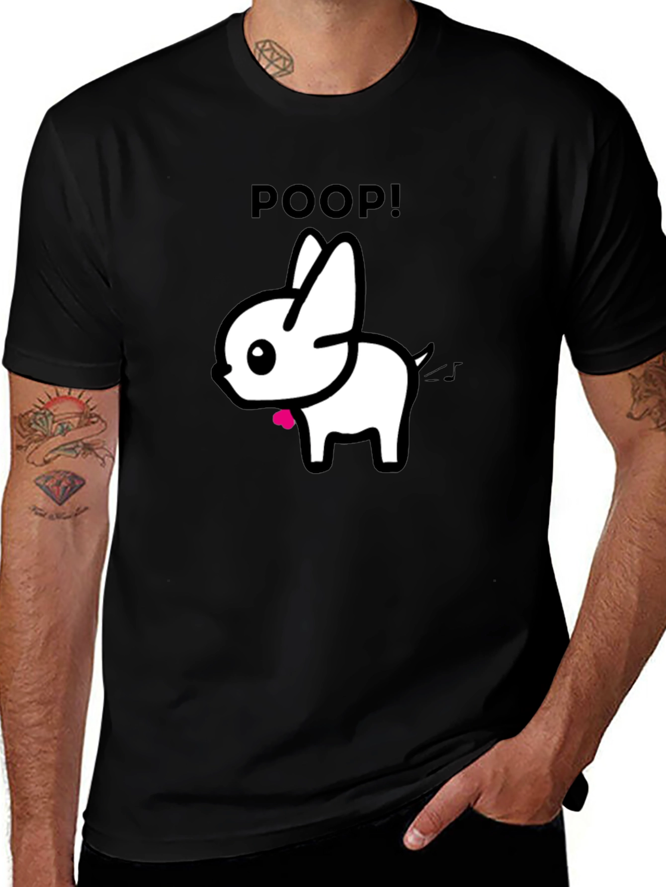 Funny Poop Dog Black Graphic T-Shirt