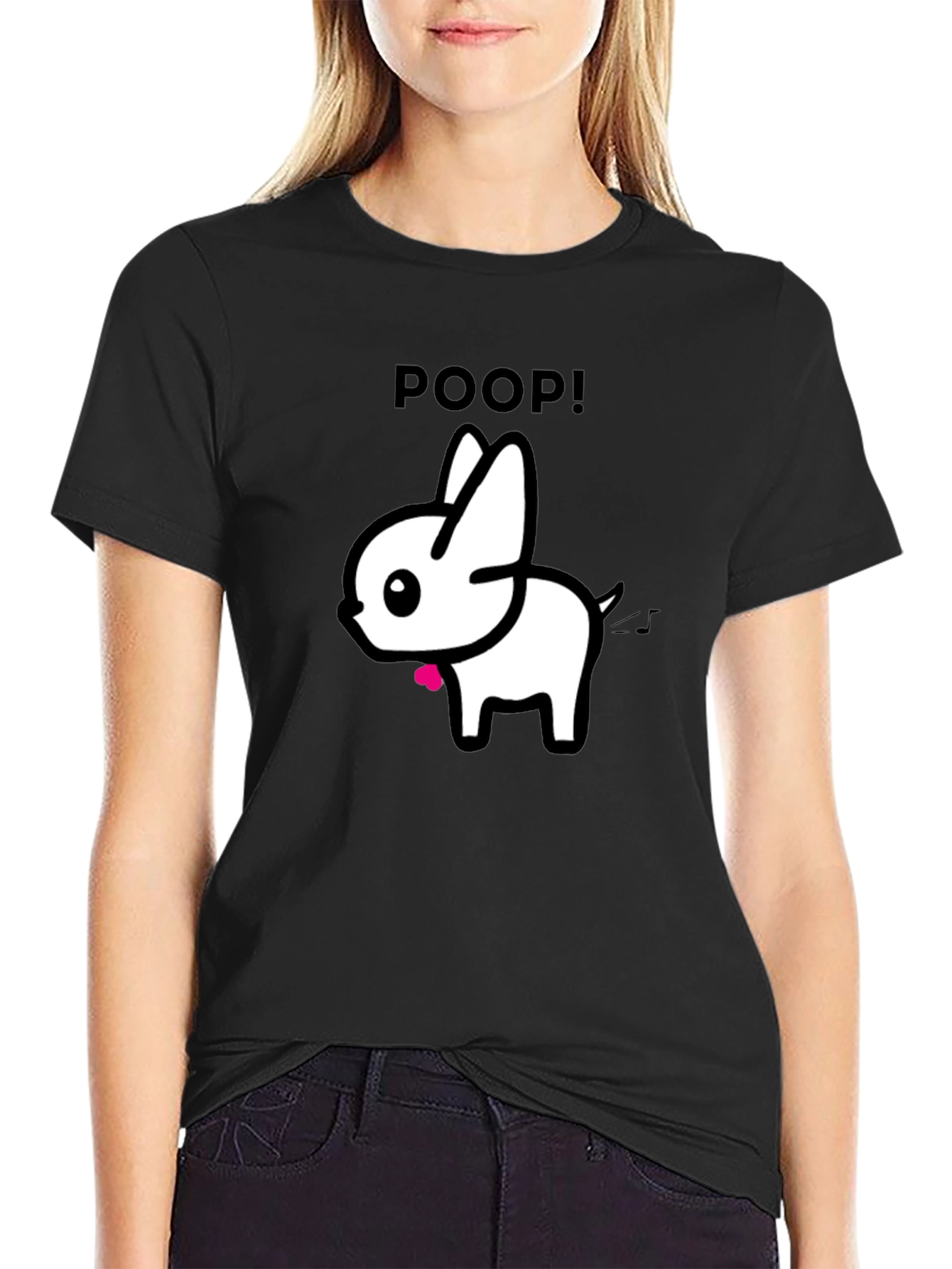 Funny Poop Dog Black Graphic T-Shirt