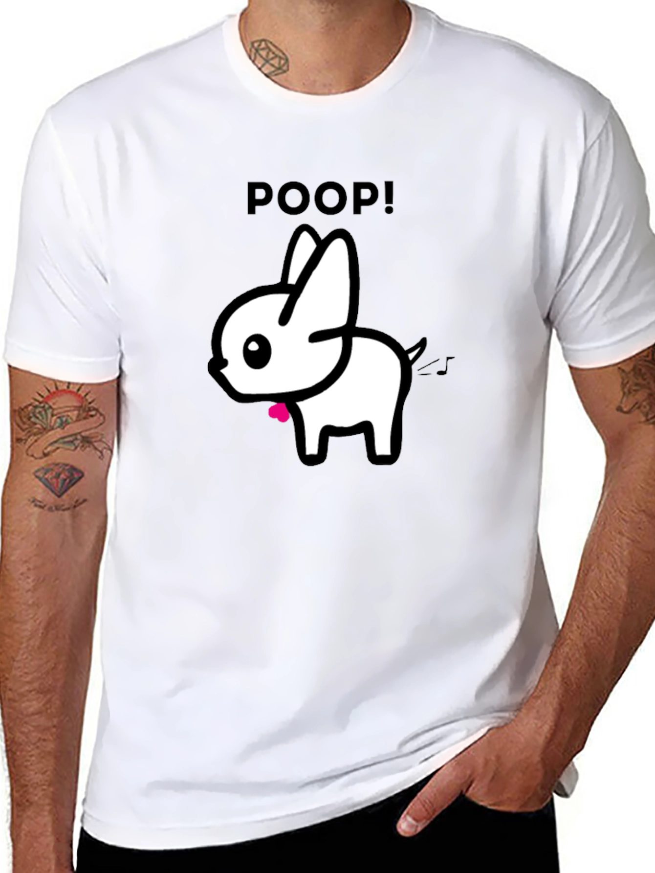 Funny Poop Dog Black Graphic T-Shirt