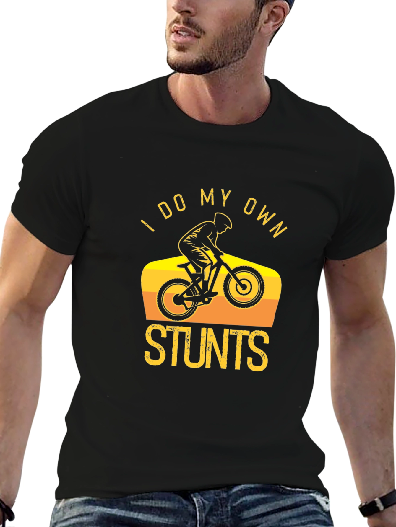 I Do My Own Stunts Black T-Shirt