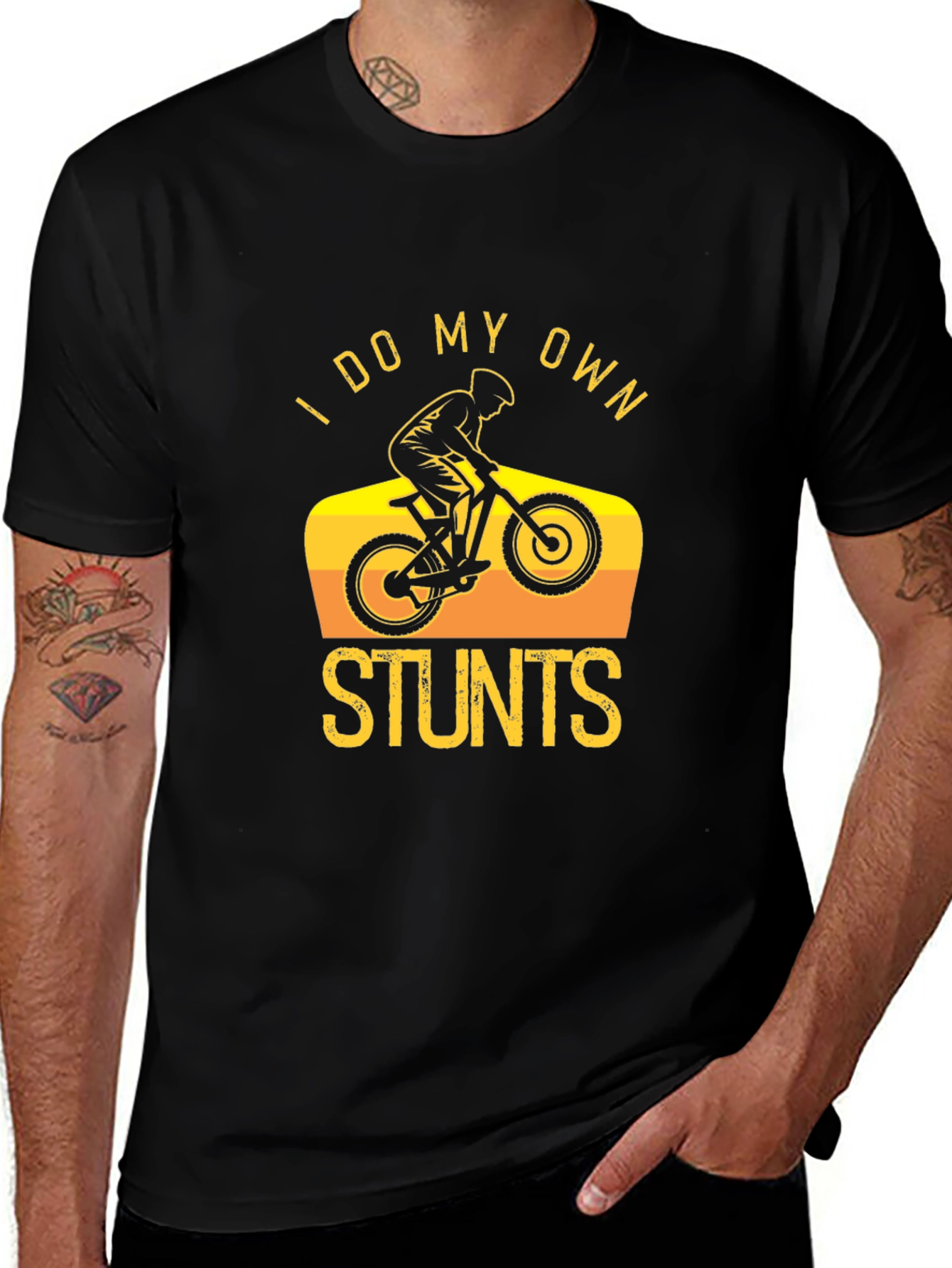 I Do My Own Stunts Black T-Shirt