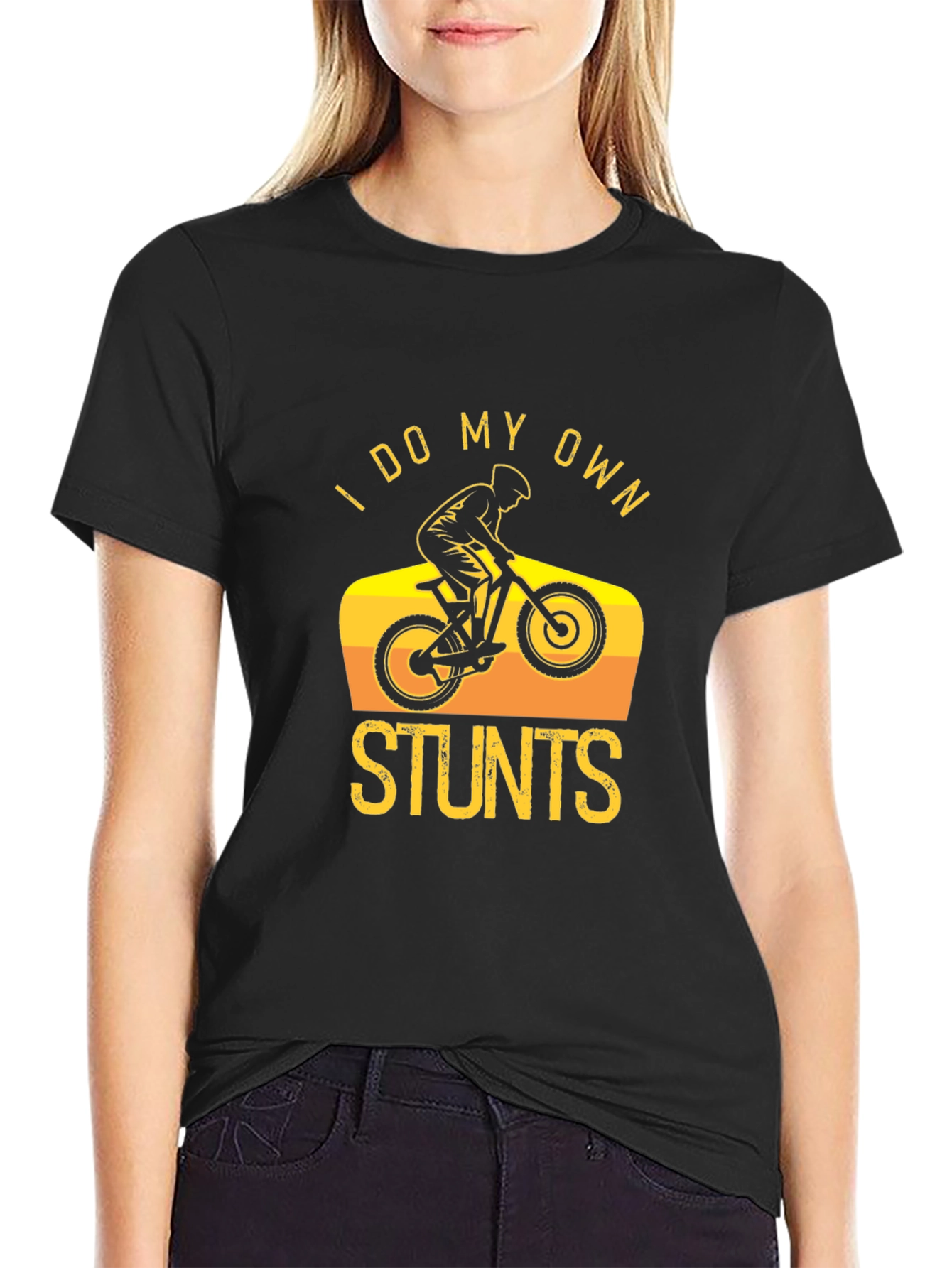 I Do My Own Stunts Black T-Shirt
