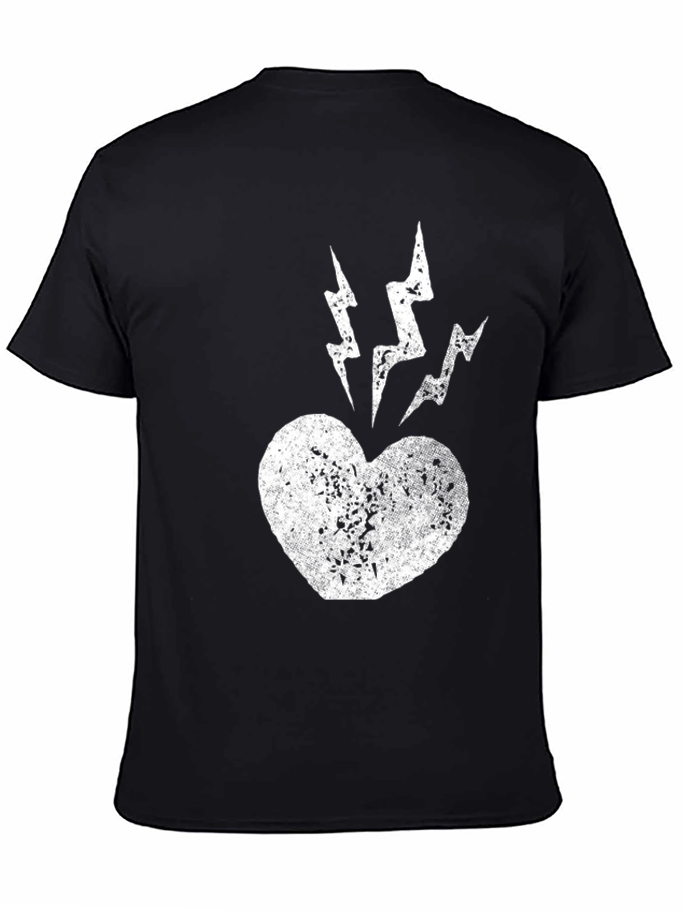 Heart Lightning Bolt Graphic Tee - Black Cotton