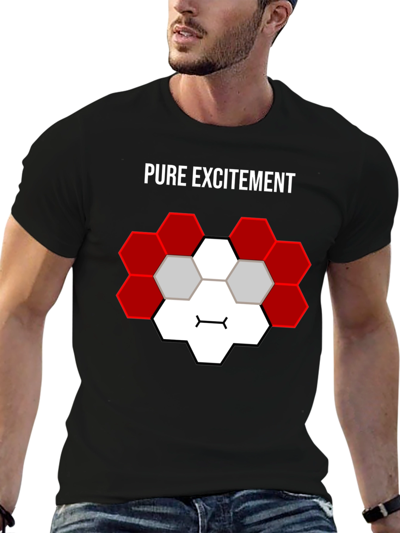 Pure Excitement Graphic Tee - Unique Hexagon Design