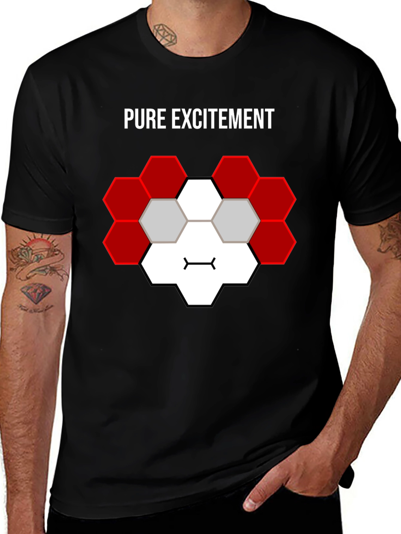 Pure Excitement Graphic Tee - Unique Hexagon Design