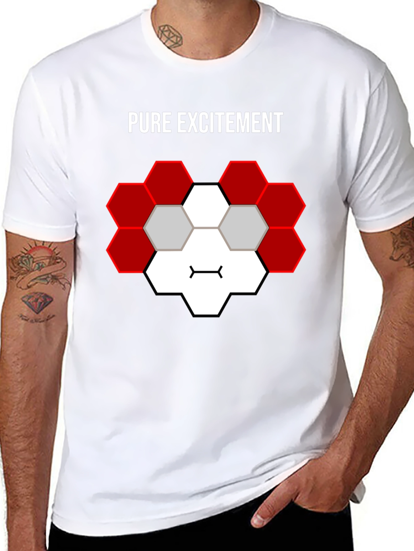 Pure Excitement Graphic Tee - Unique Hexagon Design