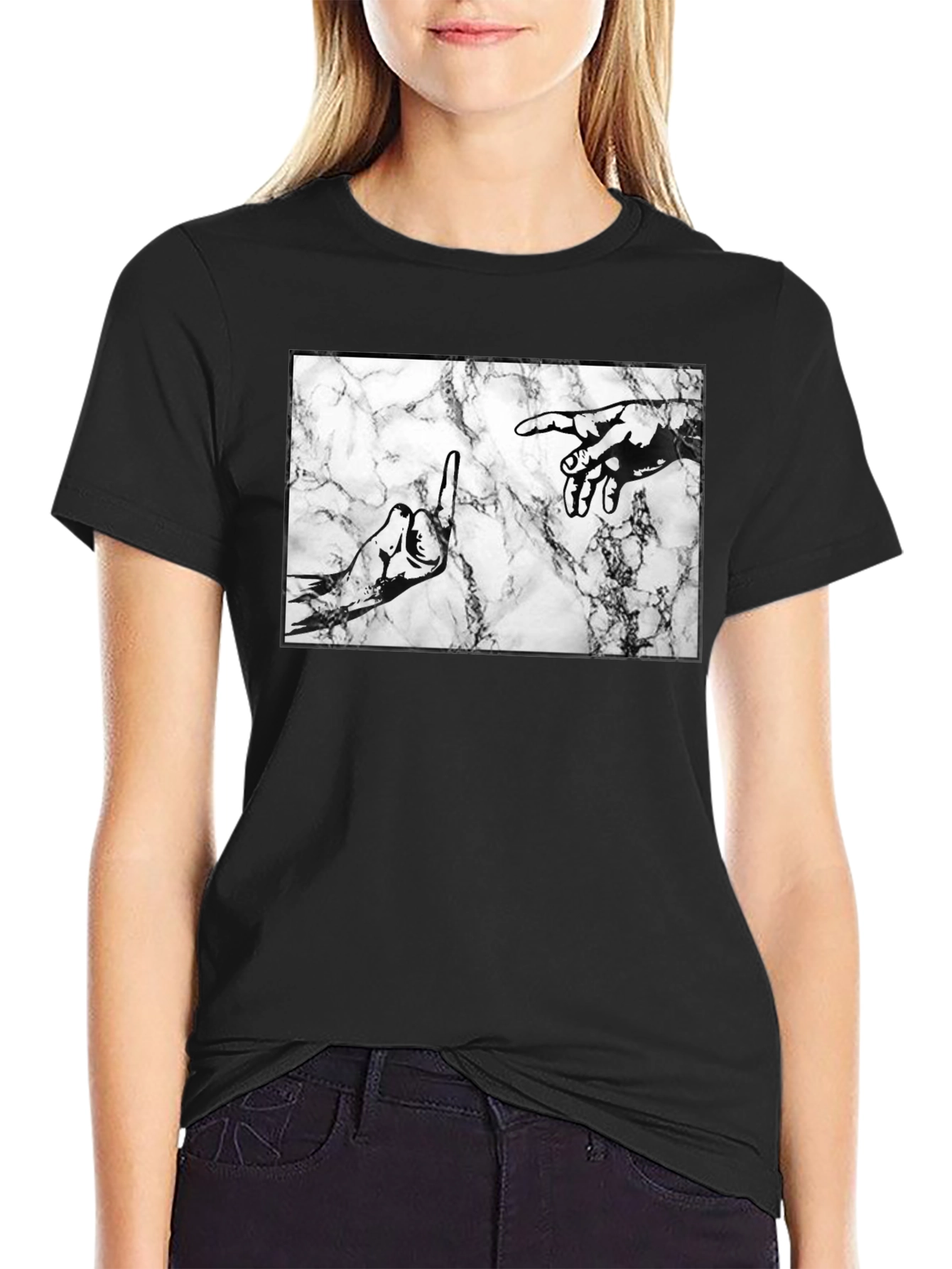 Middle Finger Creation T-Shirt - Marble Background