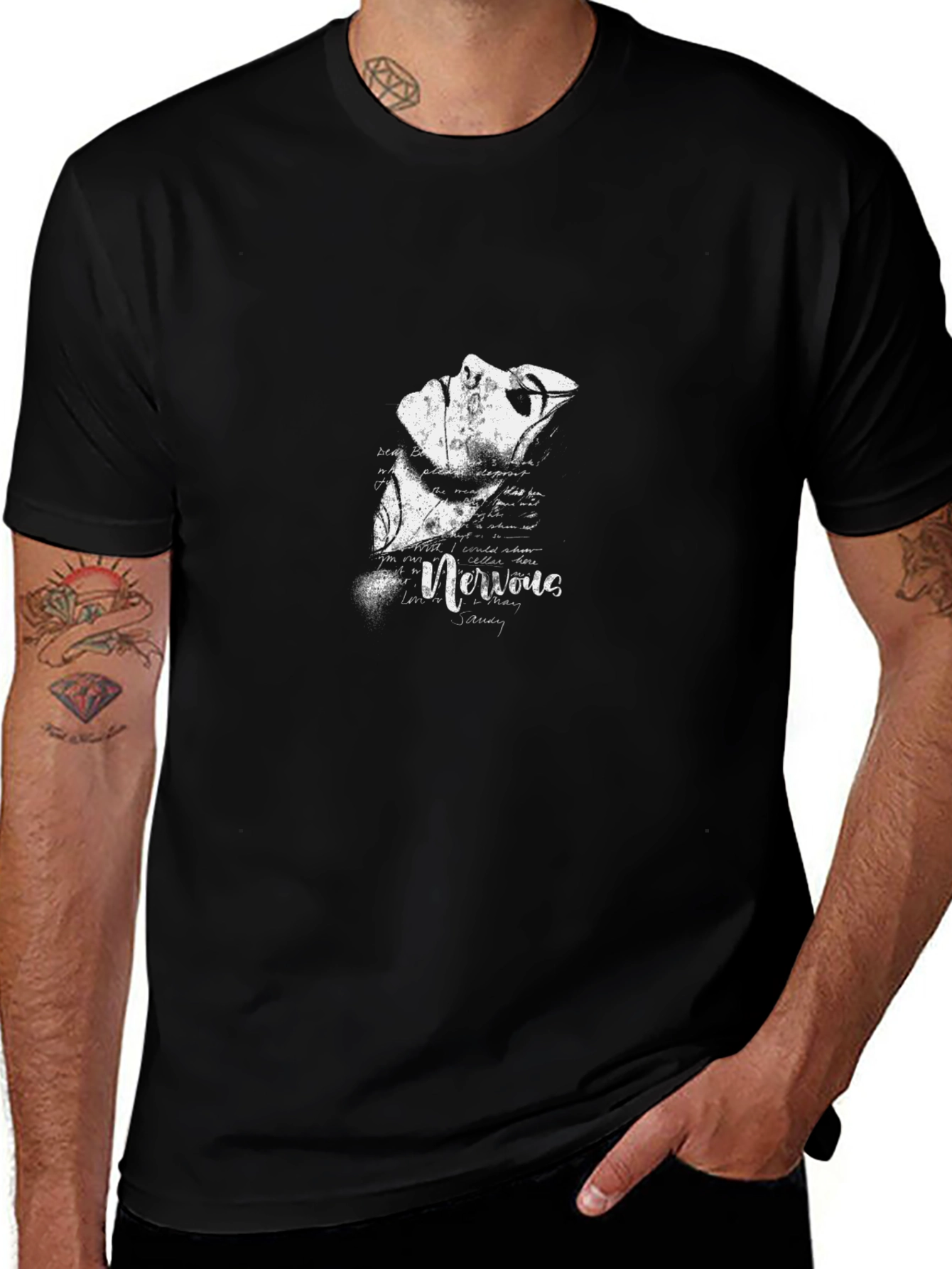Nervous Graphic Print Black T-Shirt