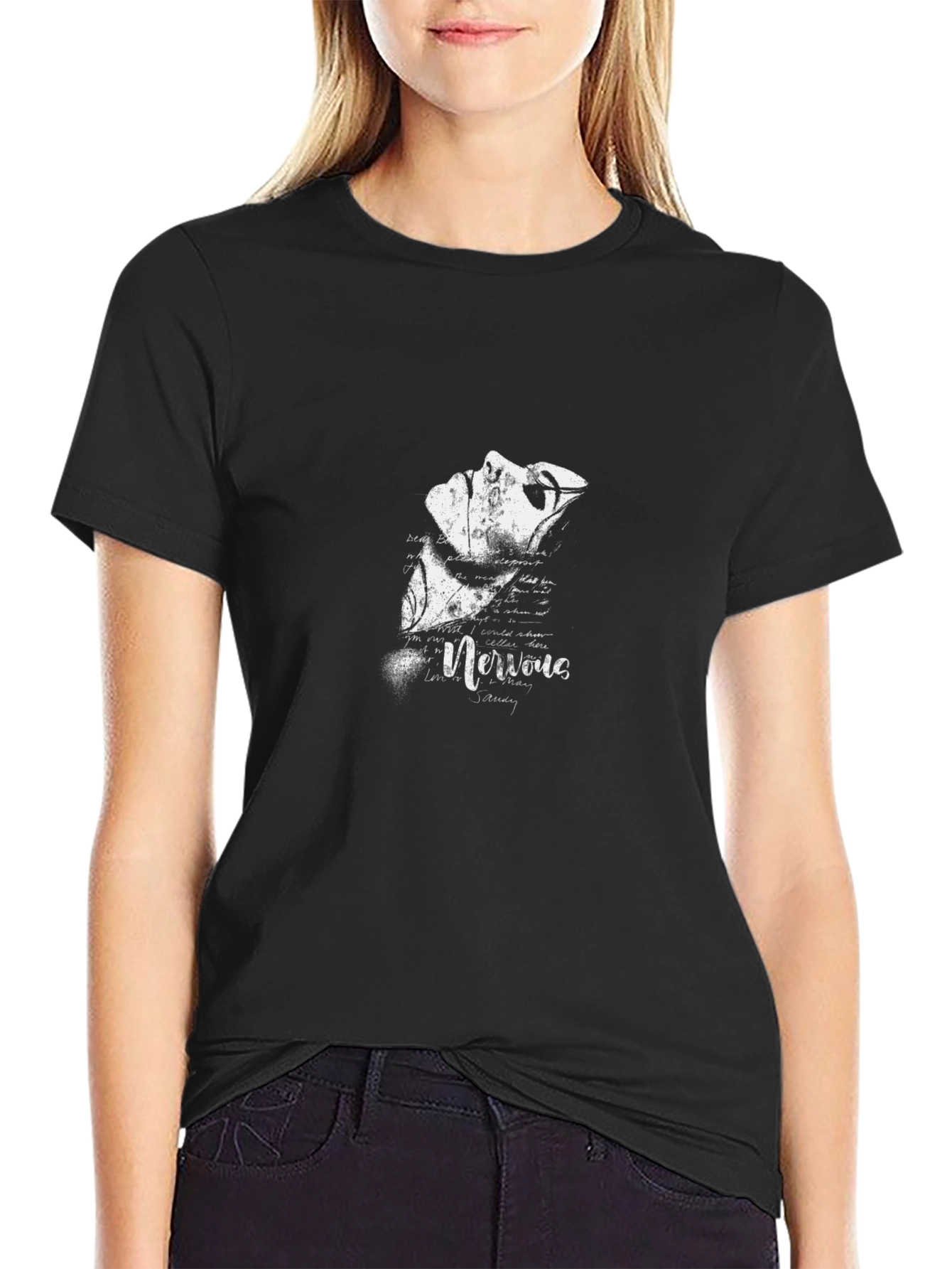 Nervous Graphic Print Black T-Shirt