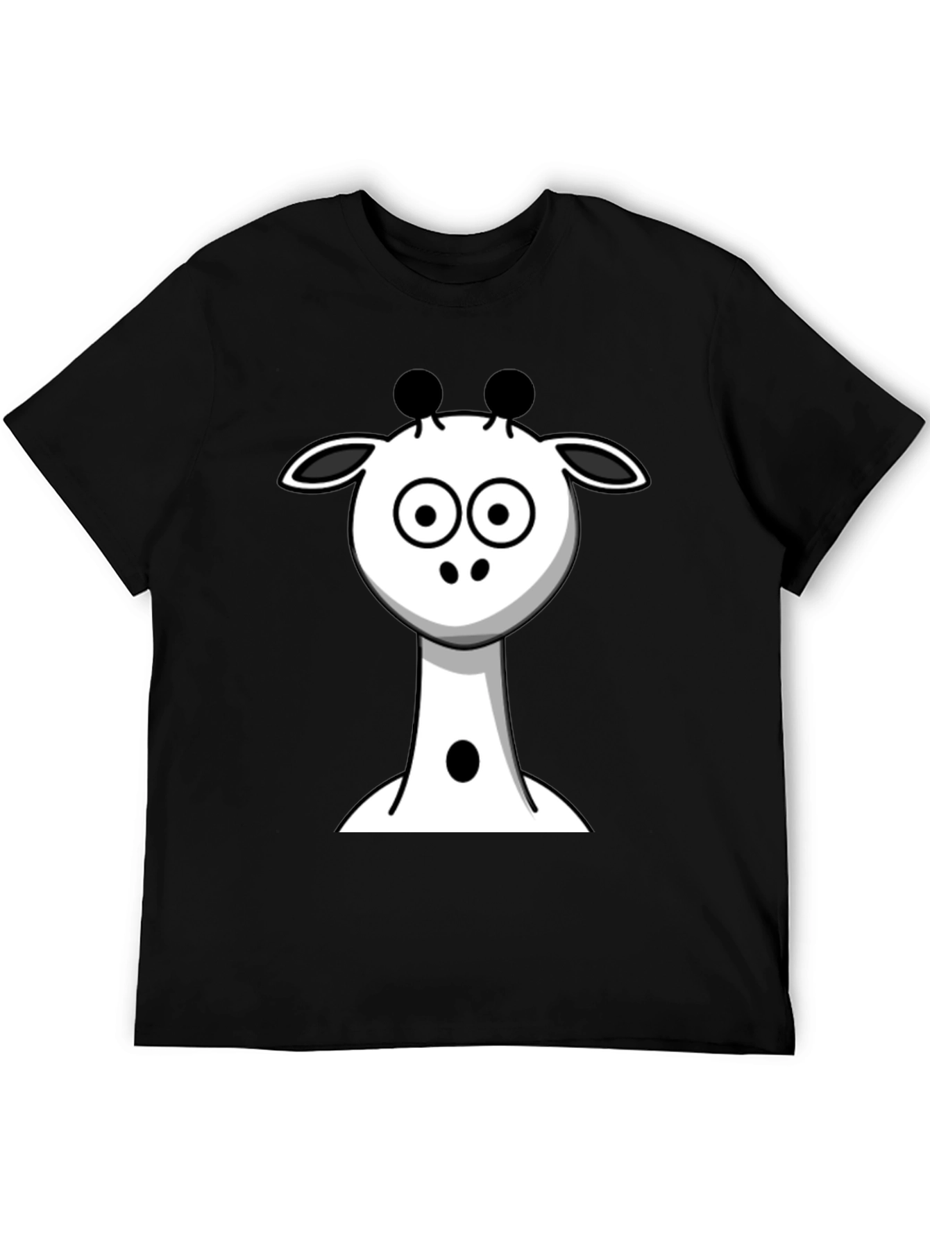 Cartoon Giraffe Black T-Shirt
