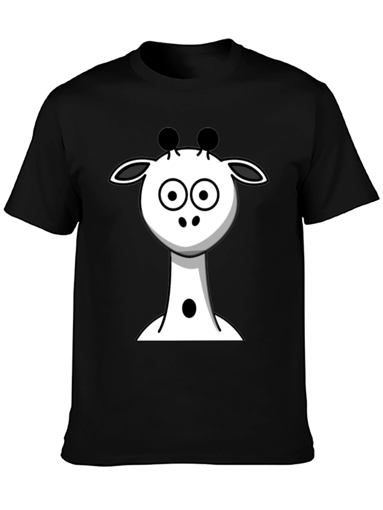 Cartoon Giraffe Black T-Shirt