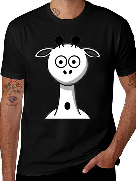 Cartoon Giraffe Black T-Shirt