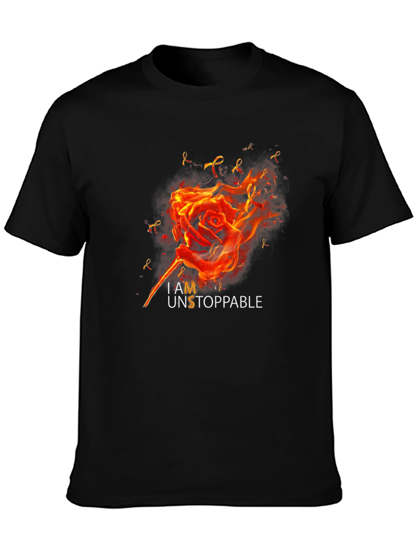 I AM Unstoppable Rose Fire Black Graphic T-Shirt