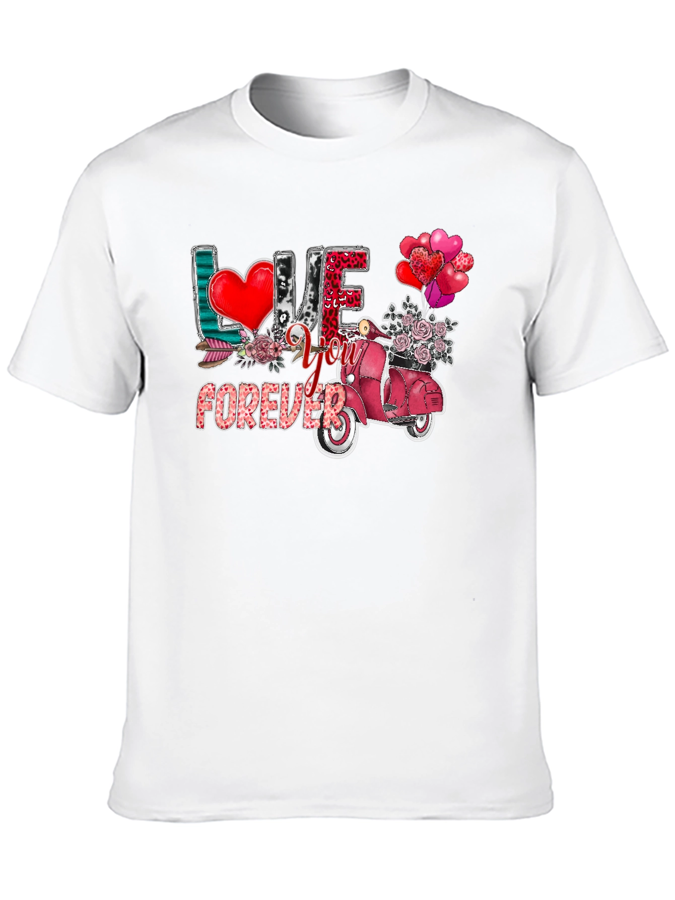 Love You Forever Valentines Day Scooter Graphic Tee