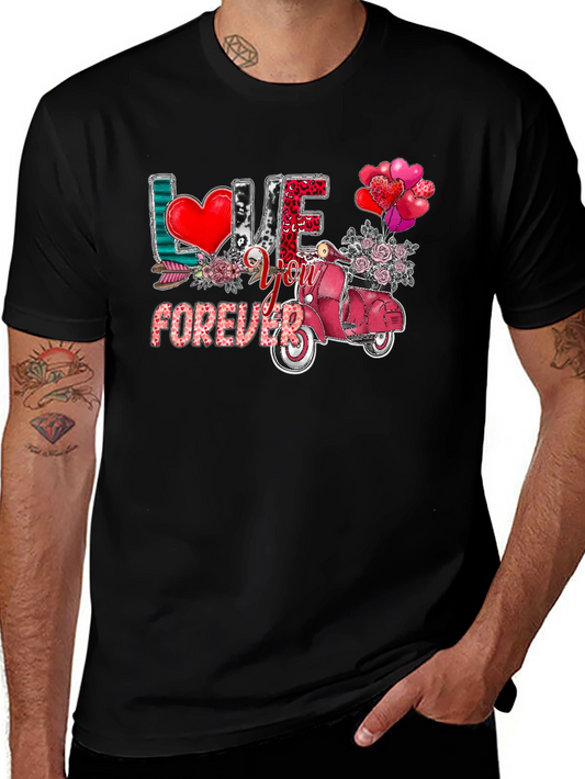 Love You Forever Valentines Day Scooter Graphic Tee