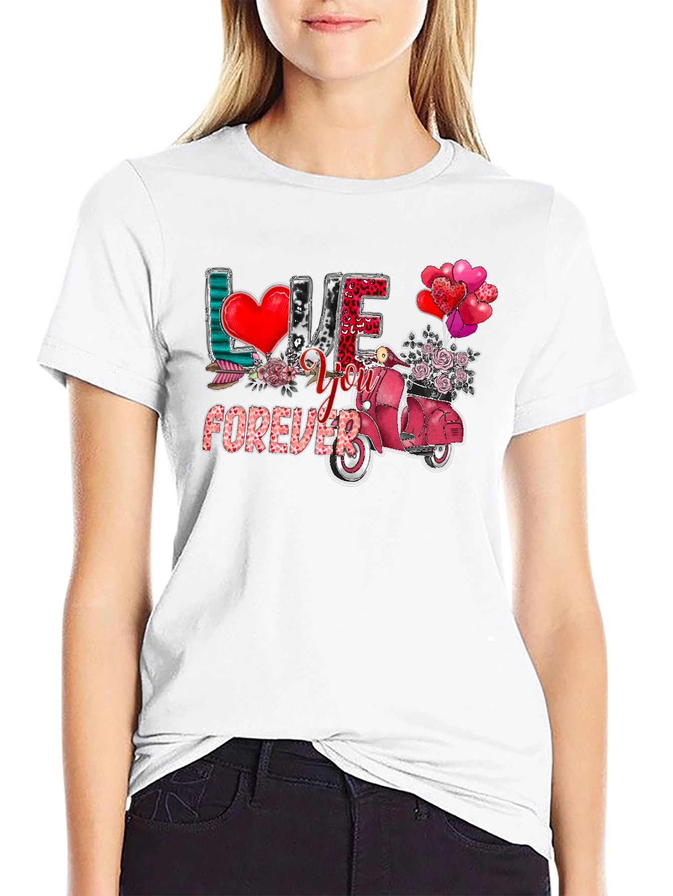 Love You Forever Valentines Day Scooter Graphic Tee