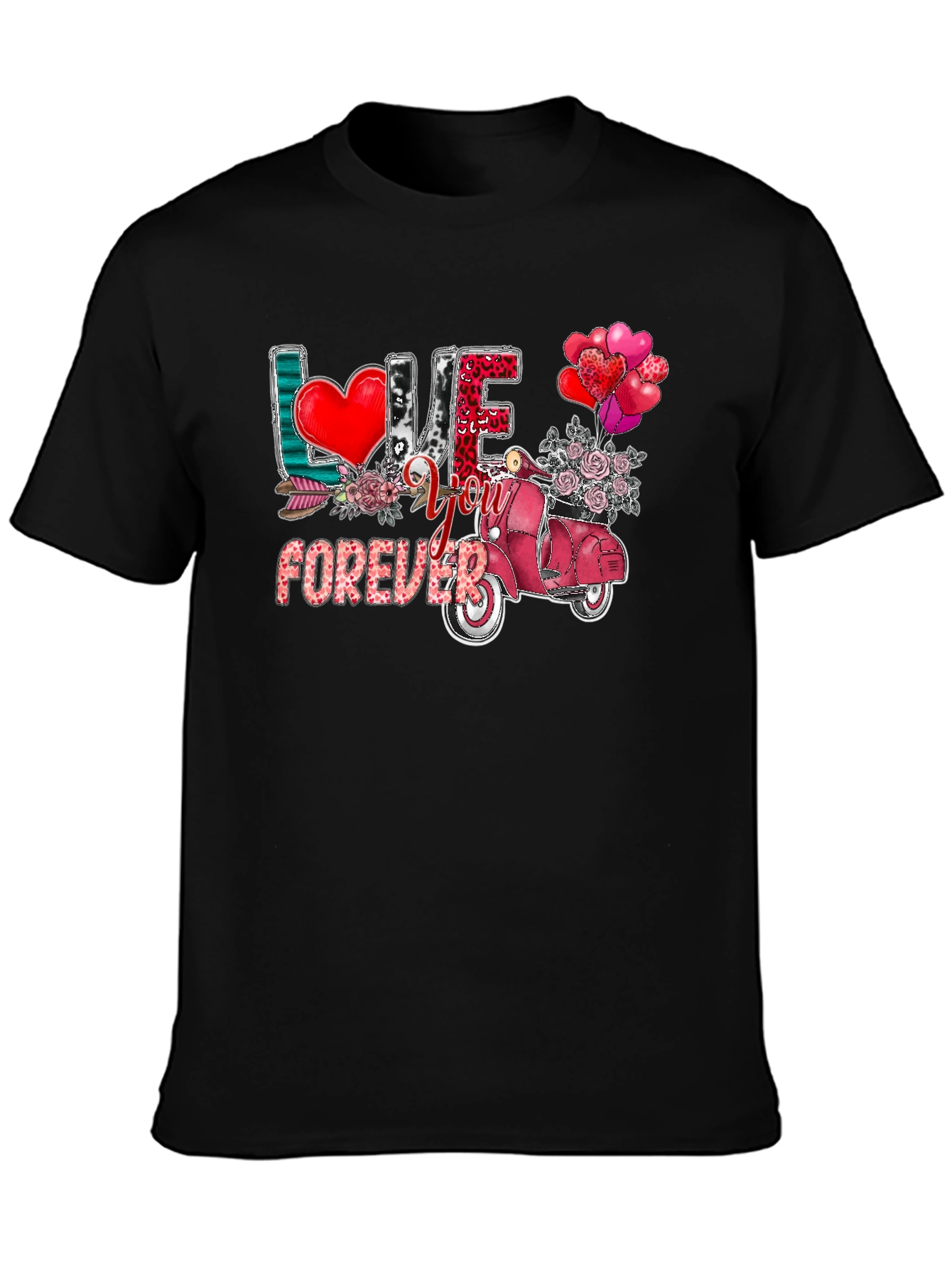 Love You Forever Valentines Day Scooter Graphic Tee