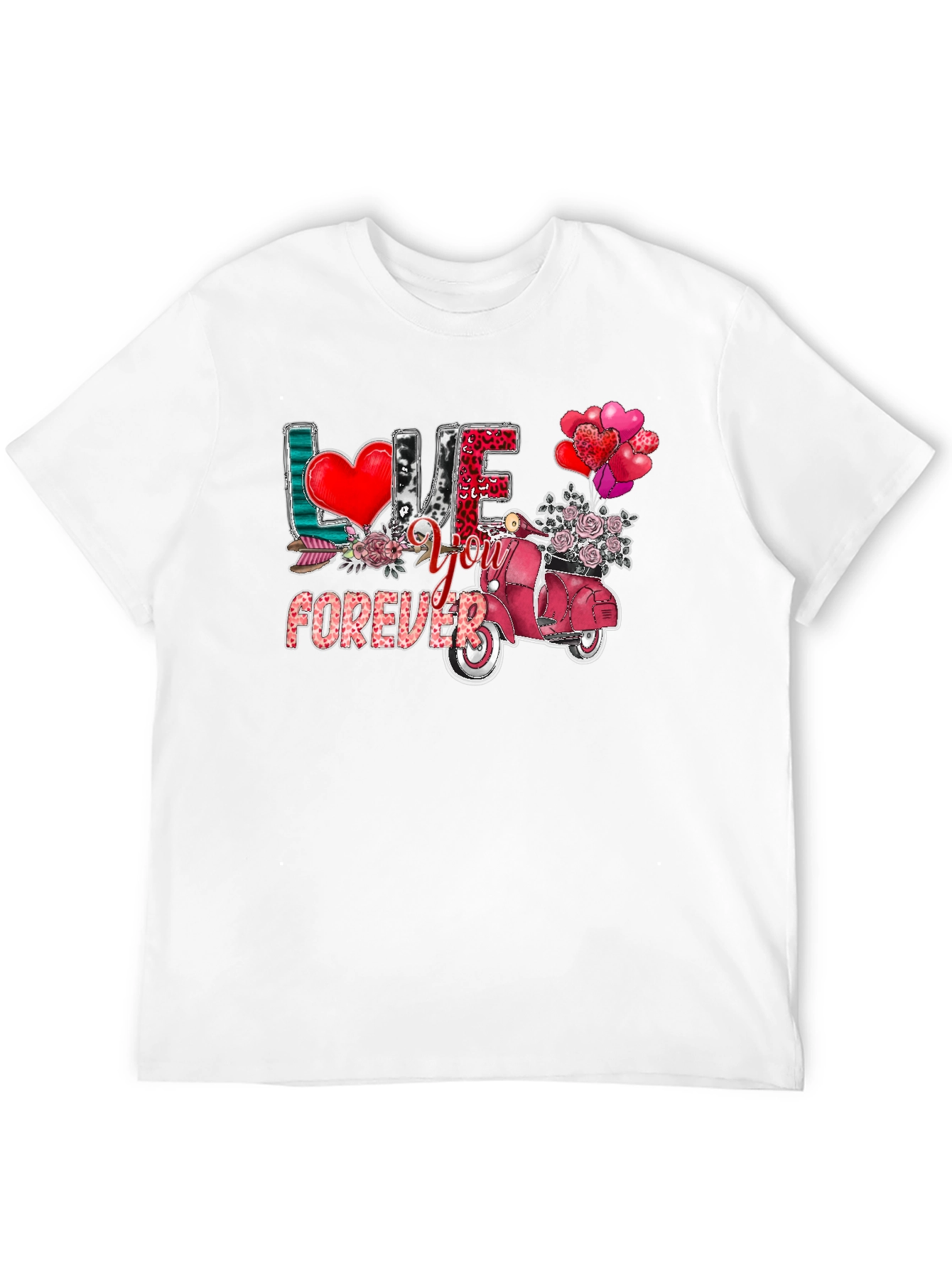 Love You Forever Valentines Day Scooter Graphic Tee