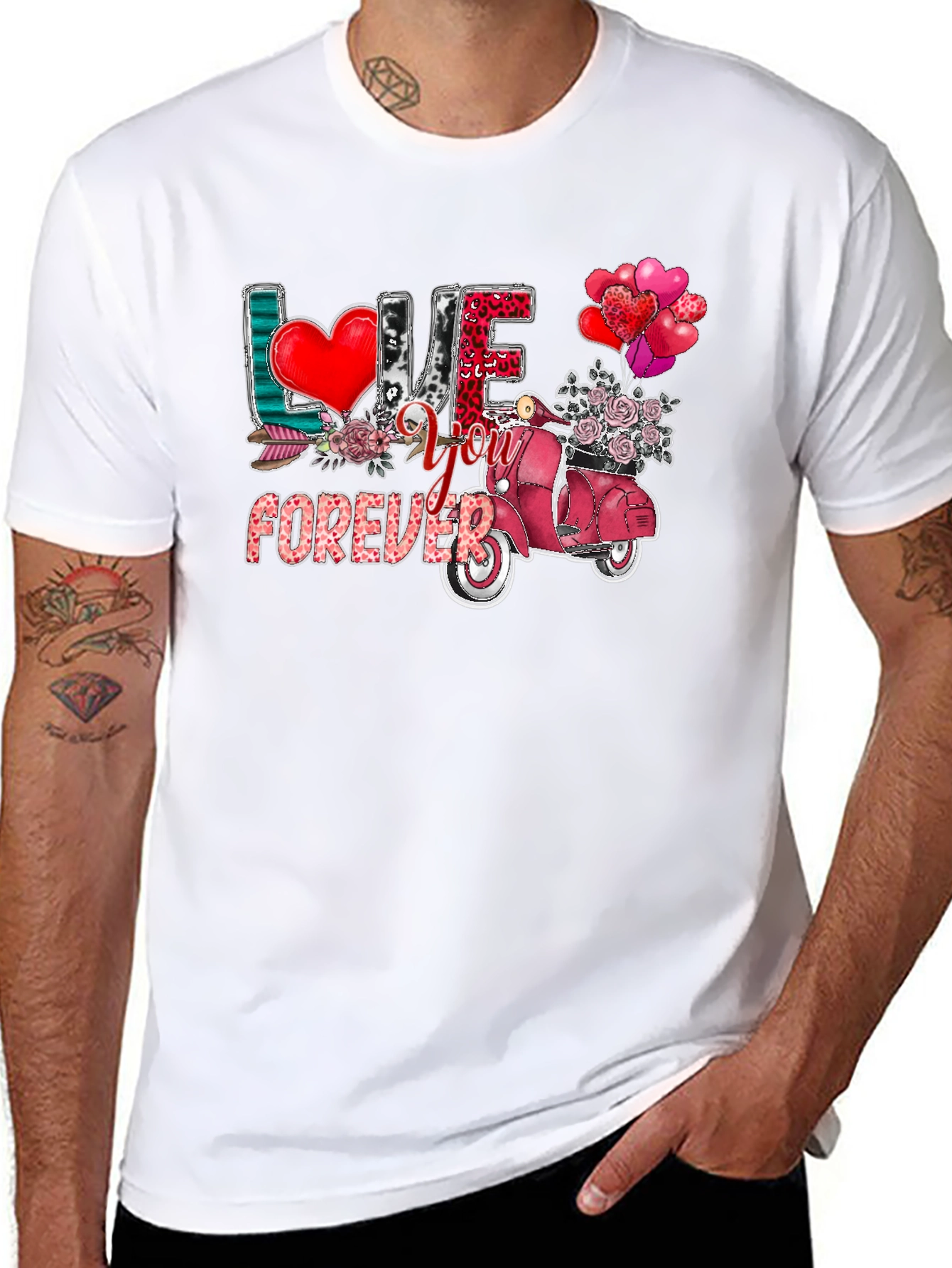 Love You Forever Valentines Day Scooter Graphic Tee
