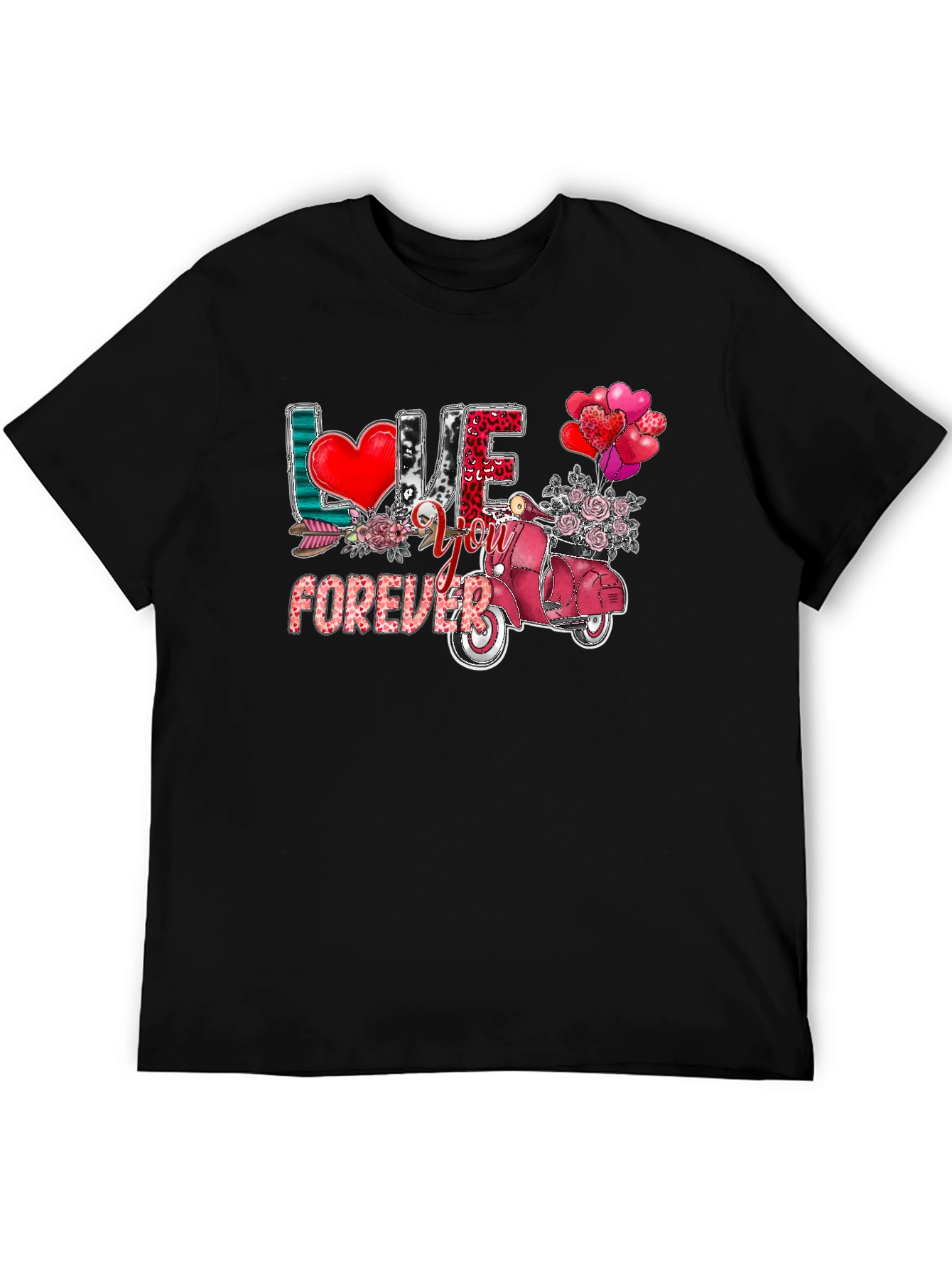 Love You Forever Valentines Day Scooter Graphic Tee