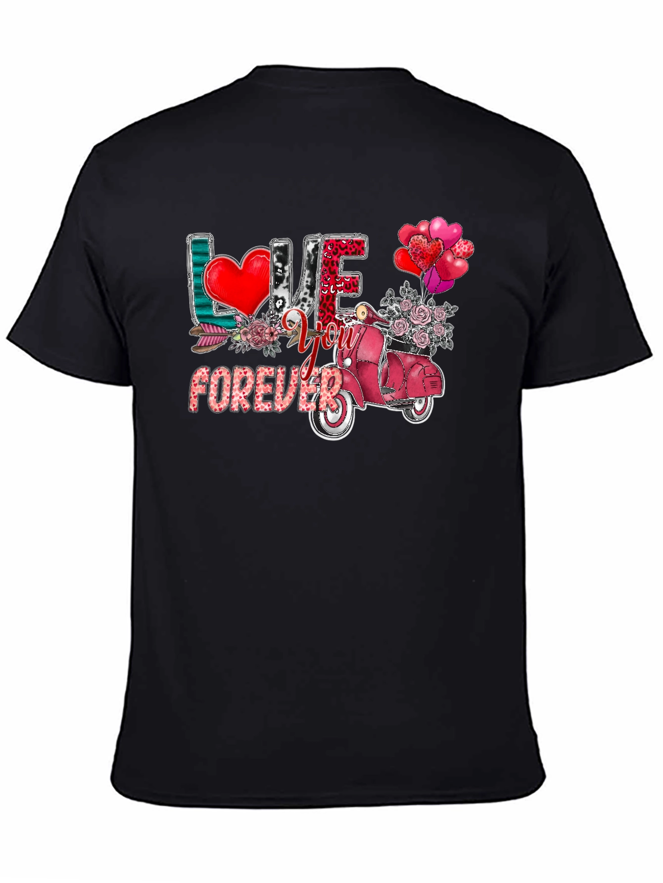 Love You Forever Valentines Day Scooter Graphic Tee