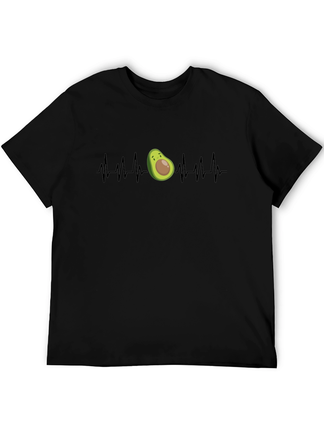 Avocado Heartbeat Graphic Tee - Black Cotton T-Shirt