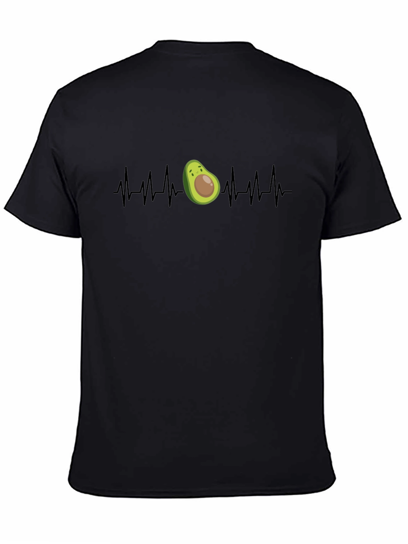 Avocado Heartbeat Graphic Tee - Black Cotton T-Shirt