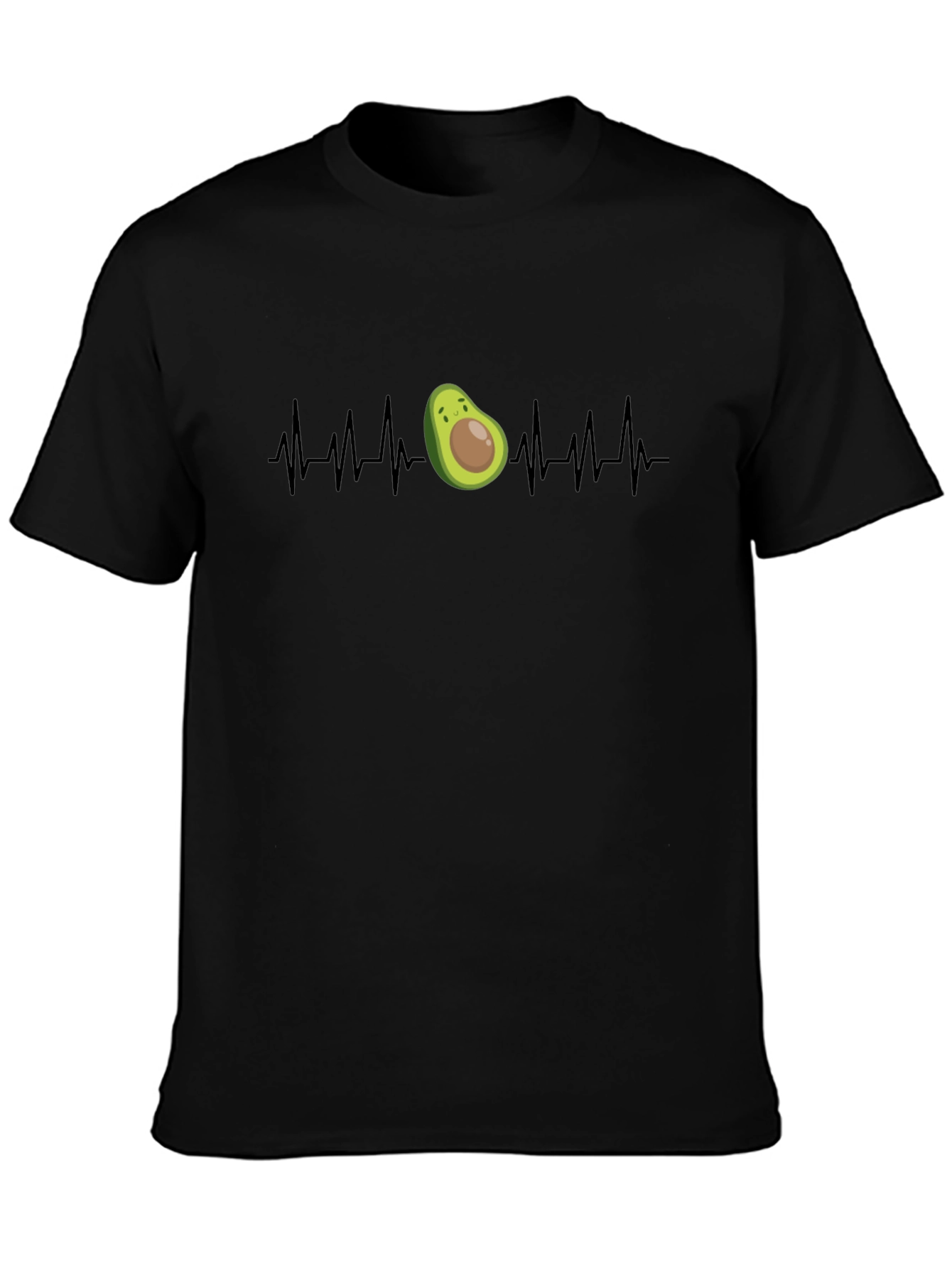 Avocado Heartbeat Graphic Tee - Black Cotton T-Shirt