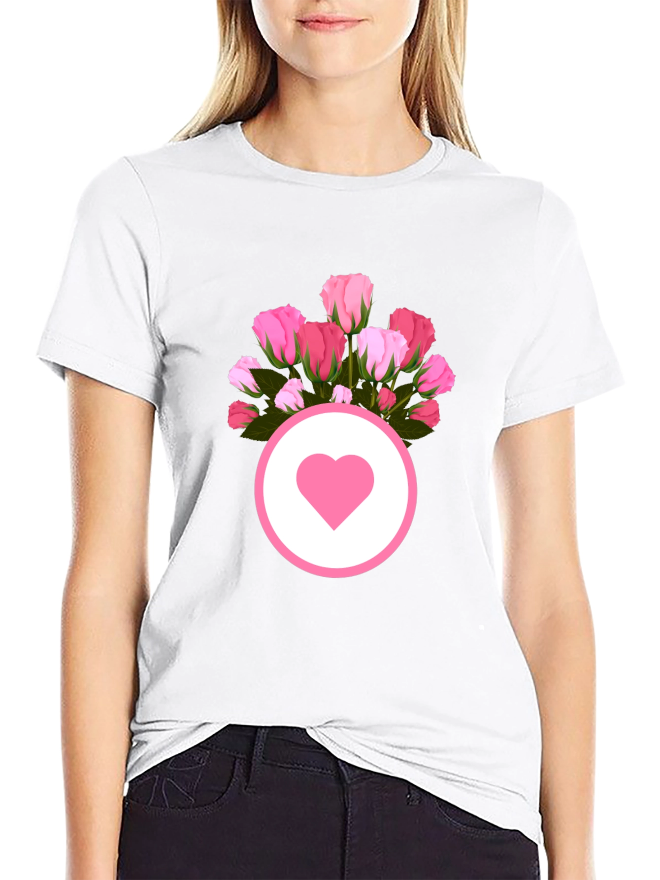 Floral Heart Graphic Tee - Stylish Casual Wear
