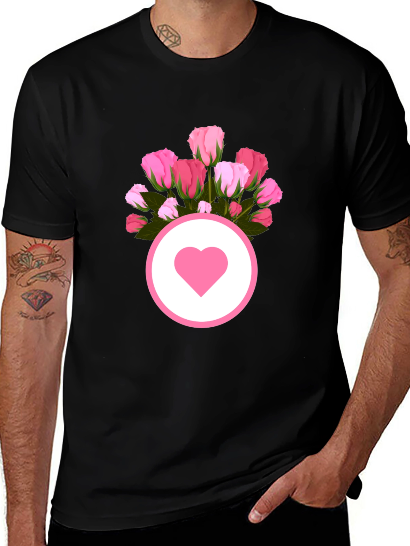 Floral Heart Graphic Tee - Stylish Casual Wear