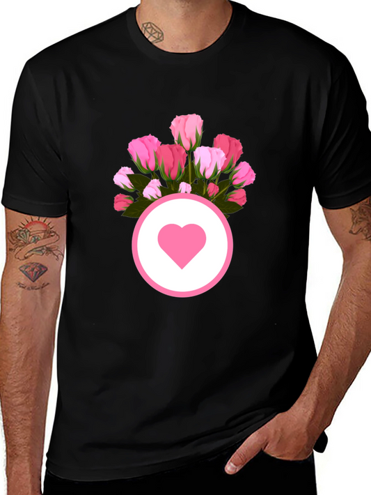 Floral Heart Graphic Tee - Stylish Casual Wear