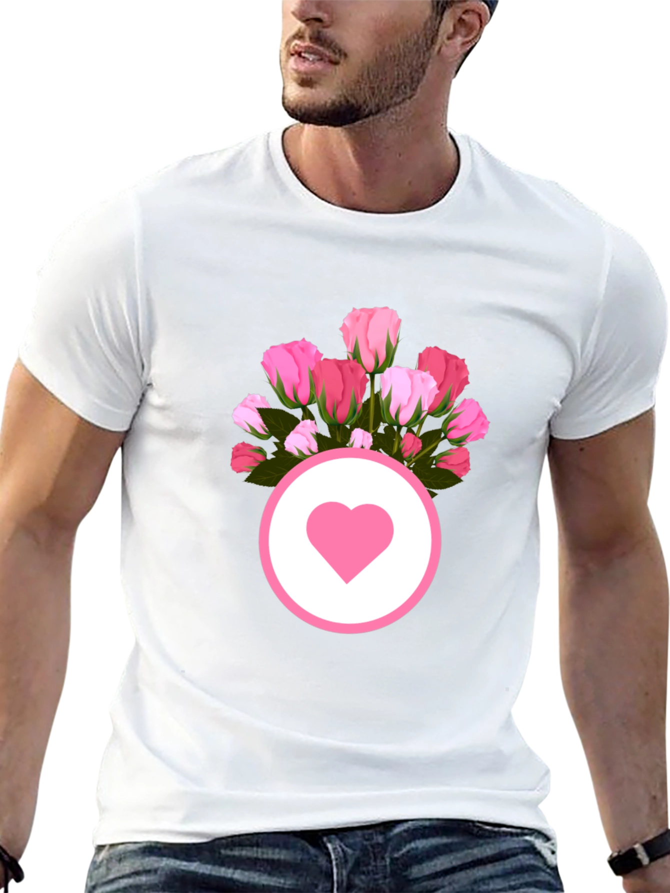 Floral Heart Graphic Tee - Stylish Casual Wear