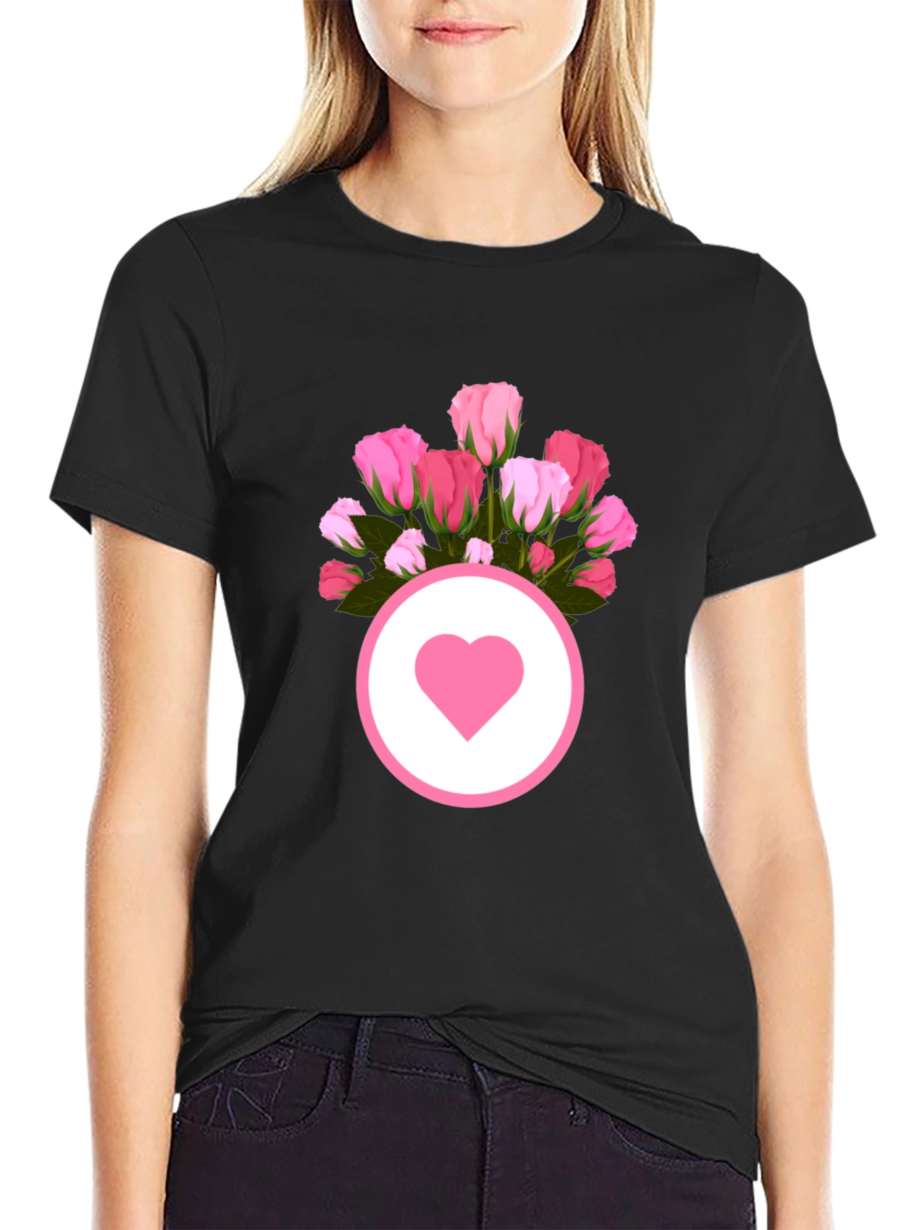 Floral Heart Graphic Tee - Stylish Casual Wear