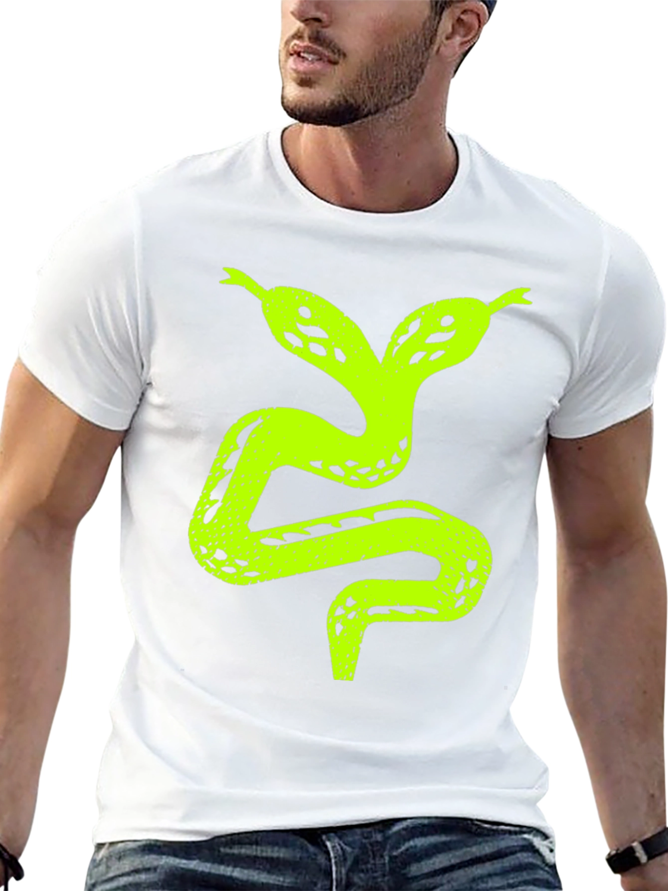 Two-Headed Snake Graphic T-Shirt - Black