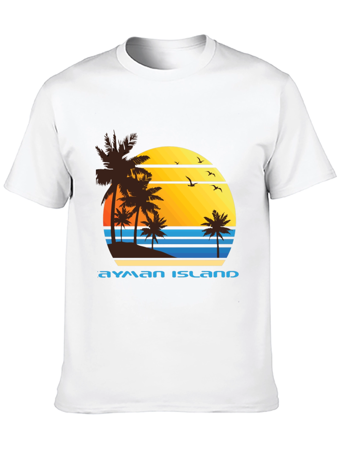Ayman Island Graphic Tee - Retro Sunset Palm Design