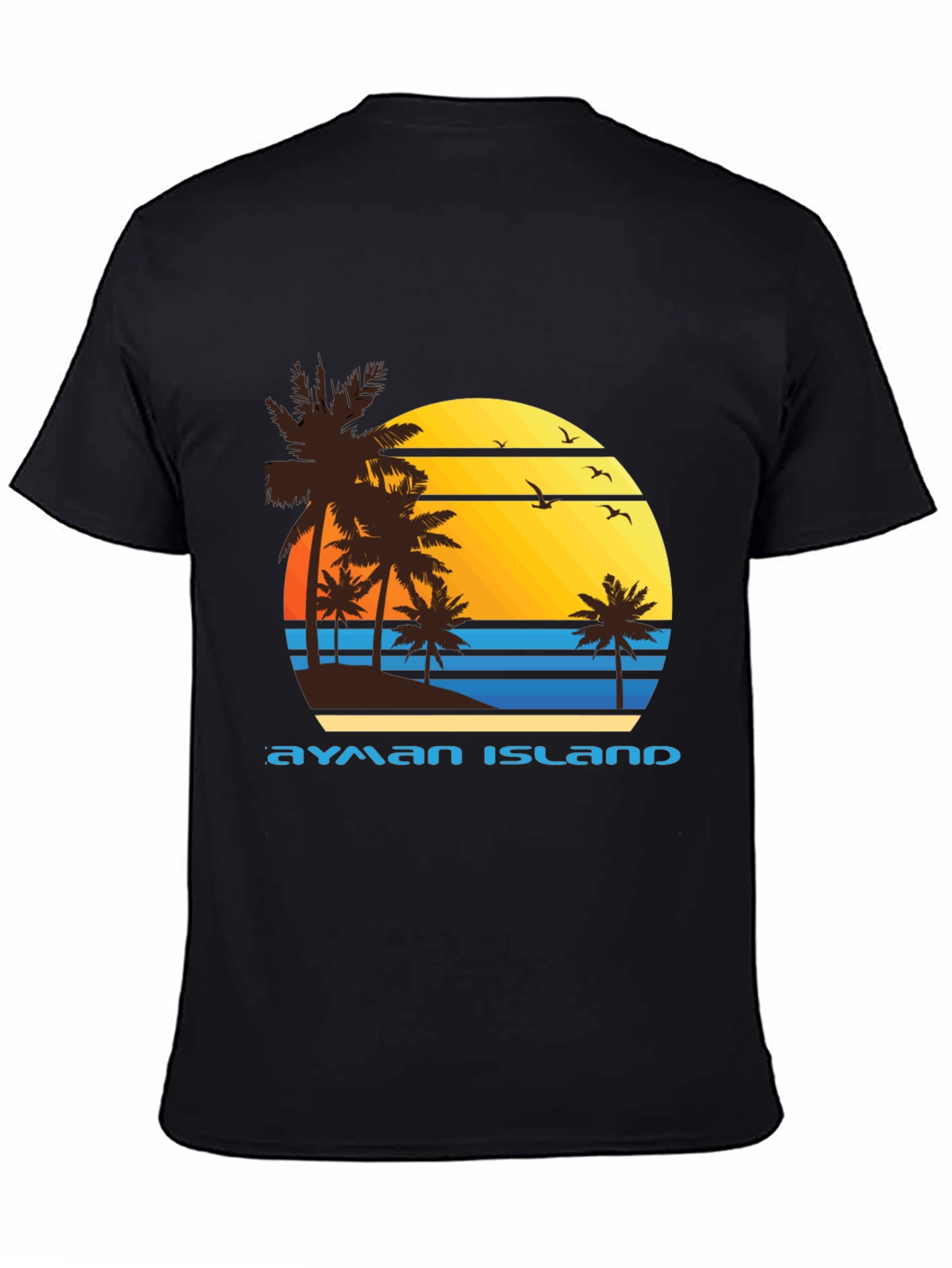 Ayman Island Graphic Tee - Retro Sunset Palm Design
