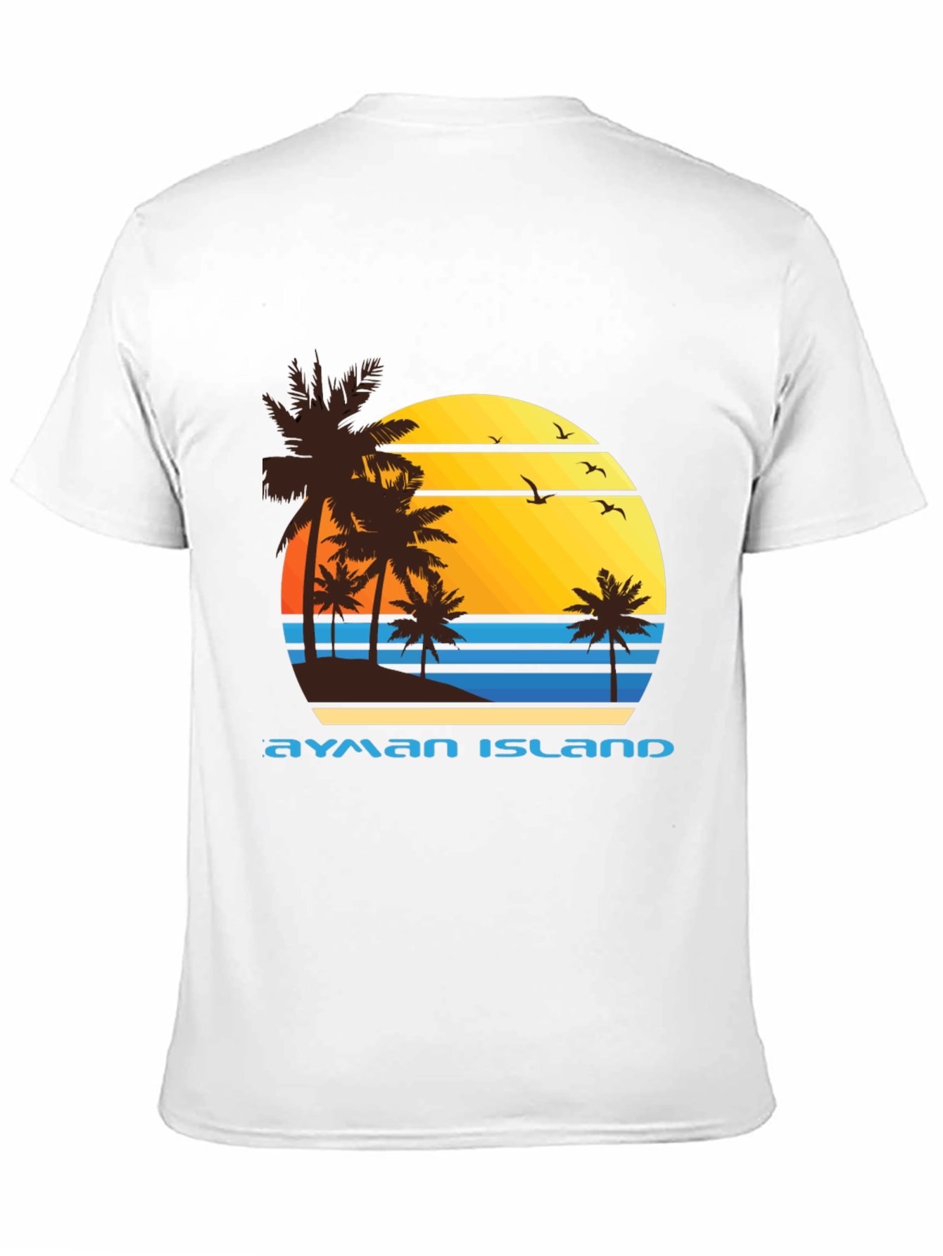 Ayman Island Graphic Tee - Retro Sunset Palm Design