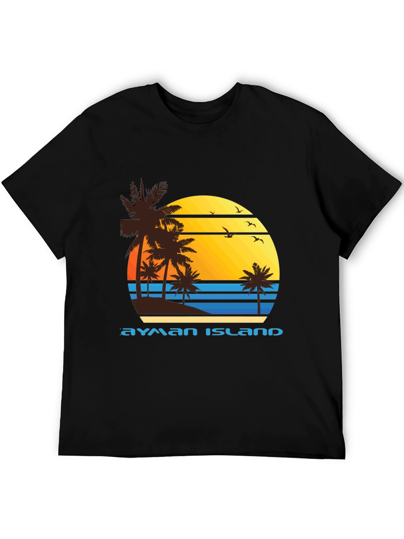 Ayman Island Graphic Tee - Retro Sunset Palm Design