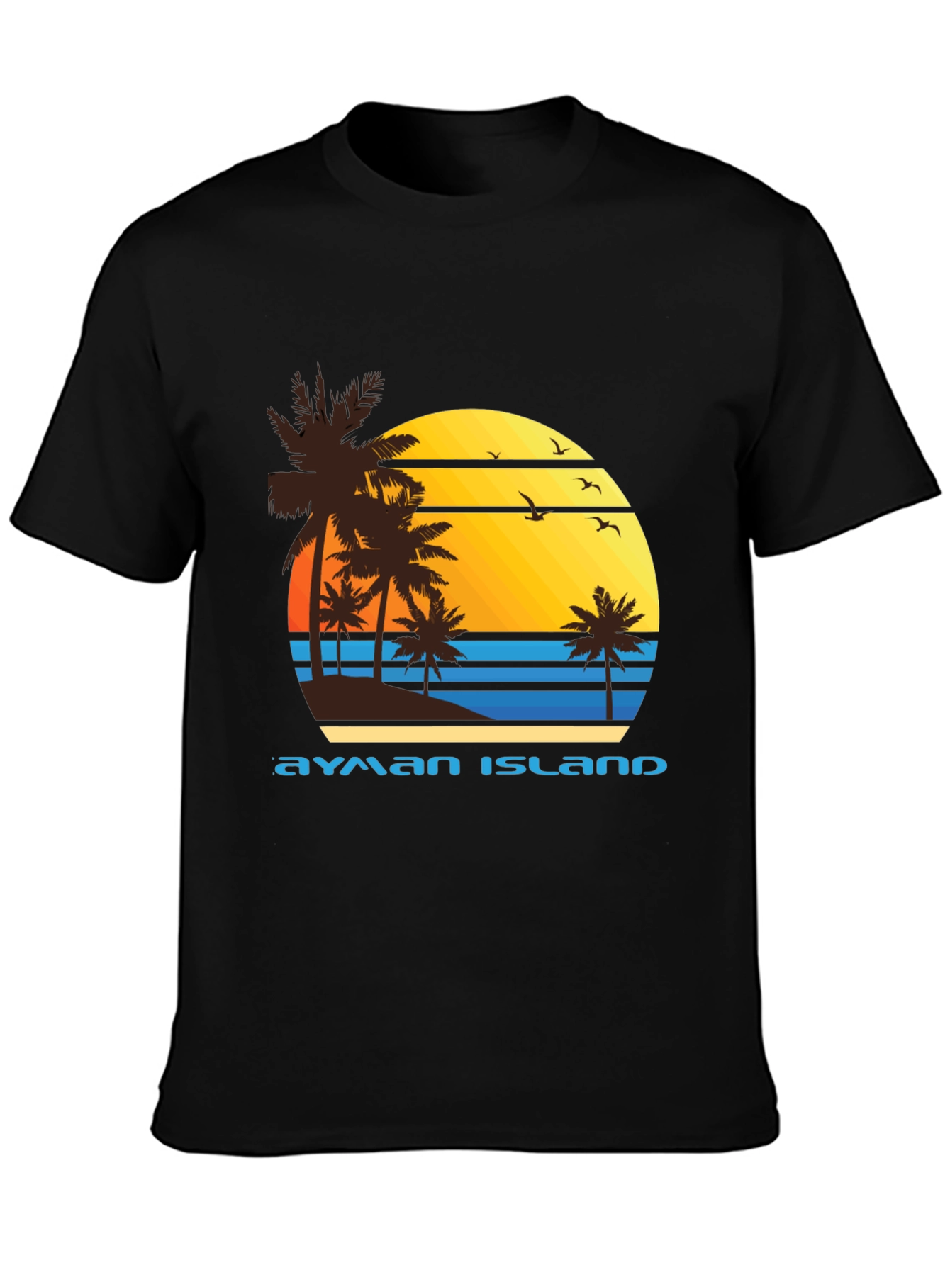 Ayman Island Graphic Tee - Retro Sunset Palm Design