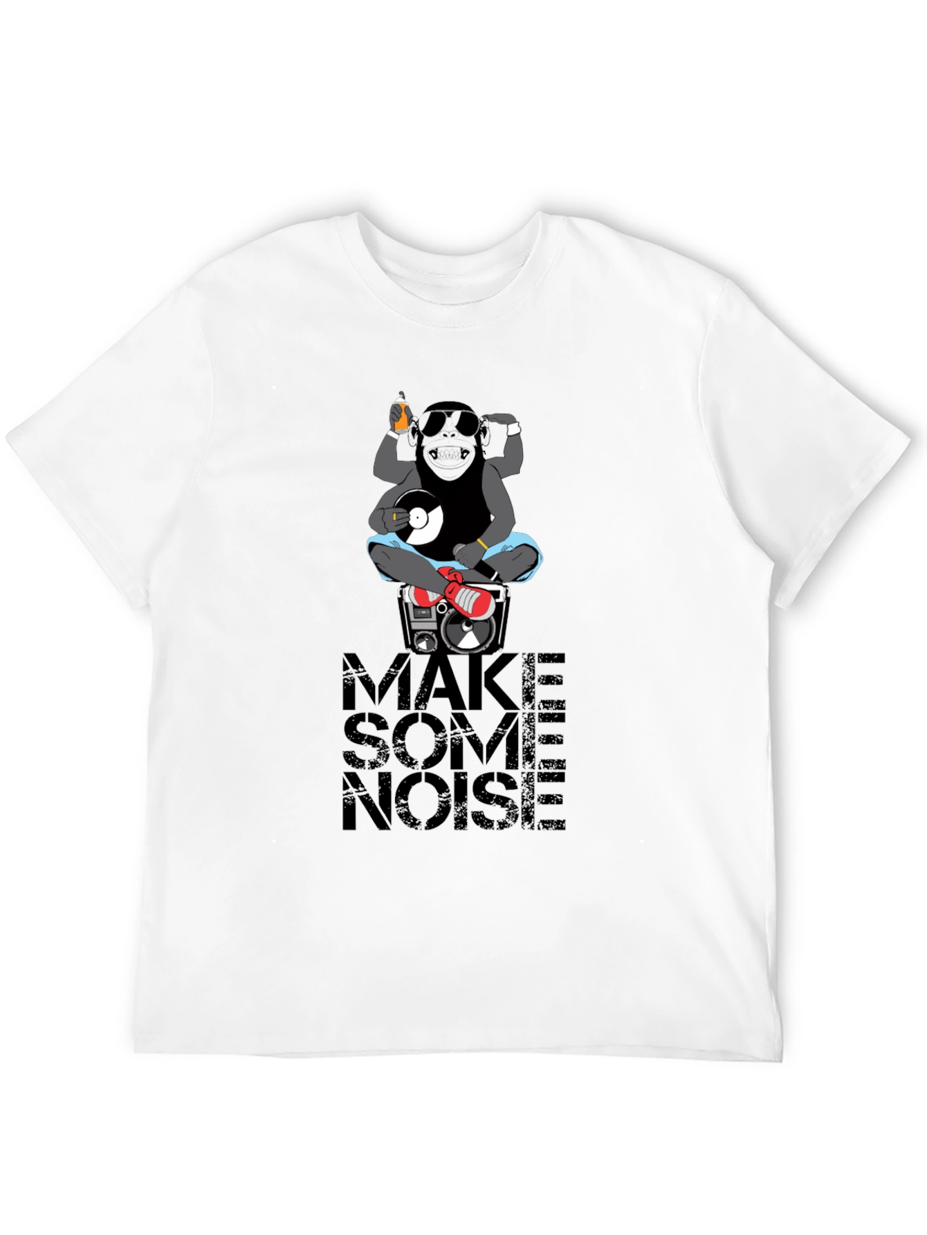 DJ Monkey Graphic Print Black T-Shirt