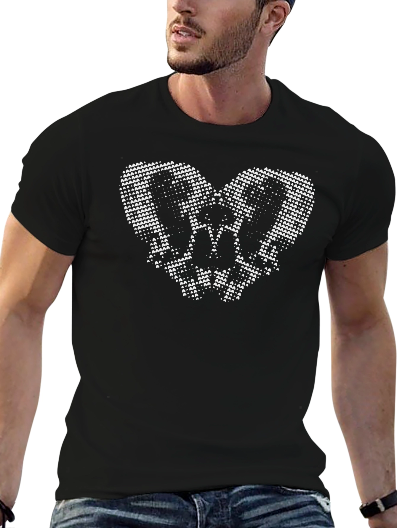 Heart Skull Graphic Black Tee